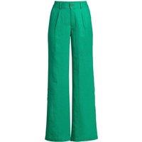 Lands' End Women's Wide Leg Pleated Linen Trousers in Bright Green | Size: 14-16