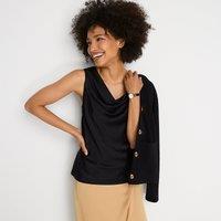 Lands' End Women's Satin Cowl Neck Top in Black | Size: 20