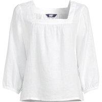 Lands' End Women's Plus Square Neck Three Quarter Sleeve Linen Top in White | Size: 14-16