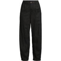Lands' End Women's Barrel Leg Pleated Linen Trousers in Black | Size: 12