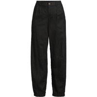 Lands' End Women's Barrel Leg Pleated Linen Trousers in Black | Size: 14