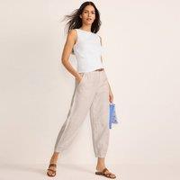 Lands' End Women's Barrel Leg Pleated Linen Trousers in Beige | Size: 12