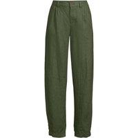 Lands' End Women's Barrel Leg Pleated Linen Trousers in Dark Green | Size: 16