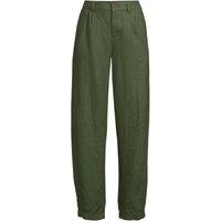 Lands' End Women's Barrel Leg Pleated Linen Trousers in Dark Green | Size: 12