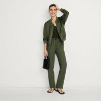 Lands' End Women's Relaxed Tapered Pull On Linen Trousers in Dark Green | Size: 14