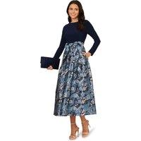 Adrianna Papell Women's Jersey Jacquard Ankle Dress in Navy | Size: 10