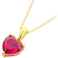 Harfi Women's Ruby July Birthstone Love Heart Pendant Necklace in Gold | Size: 18 inches