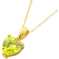 Harfi Women's Peridot August Birthstone Love Heart Pendant Necklace in Gold | Size: 18 inches