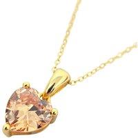 Harfi Women's Citrine November Birthstone Love Heart Pendant Necklace in Gold | Size: 18 inches
