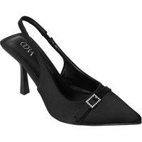 MODISHION Women's Slingback Pointed Closed Toe Heels in Black | Size: 4.5