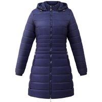 MODISHION Women's Nylon Quilted Coat with Detachable Hood in Navy | Size: XL