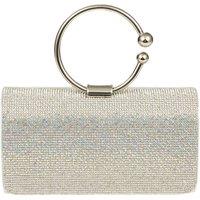 MODISHION Women's Rhinestone Evening Clutch Bag with Ring Handle in Silver