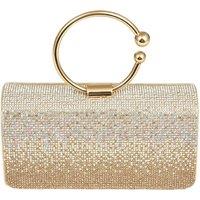 MODISHION Women's Rhinestone Evening Clutch Bag with Ring Handle in Gold