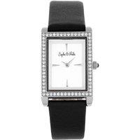 Sophie and Freda Women's Wilmington Leather-Band Watch with Swarovski Crystals in Black