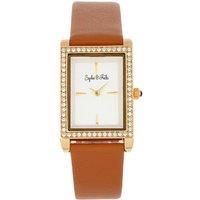 Sophie and Freda Women's Wilmington Leather-Band Watch with Swarovski Crystals in Brown