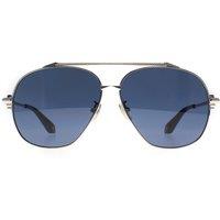 Roberto Cavalli Women's Aviator Palladium Blue SRC008V Sunglasses in Silver
