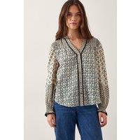 Monsoon Women's Jemmie Geometric Print Blouse Ivory | Size: Medium