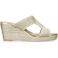 Carvela Women's 'Gala Wedge Mule 70' Fabric Heels in Gold | Size: 4