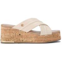 Carvela Women's 'Fresco Cross Wedge' Leather Sandals in Cream | Size: 8