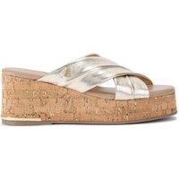 Carvela Women's 'Fresco Cross Wedge' Leather Sandals in Gold | Size: 6