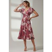 Jolie Moi Women's Bellona Fit & Flare Mesh Dress in Dark Mauve | Size: 10