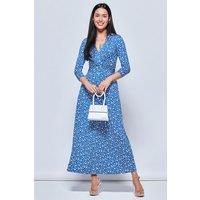 Jolie Moi Women's Hayat Twist Front Jersey Maxi Dress in Blue | Size: 18