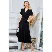 Jolie Moi Women's Angel Sleeve Jersey Maxi Dress in Black | Size: 10
