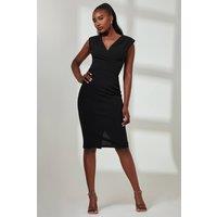 Jolie Moi Women's Yiskah Wrap Bodice Pencil Dress in Black | Size: 18