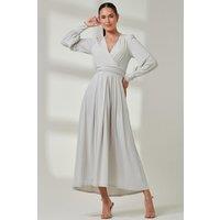 Jolie Moi Women's Long Sleeve Super Soft Jersey Maxi Dress in Light Grey | Size: 20