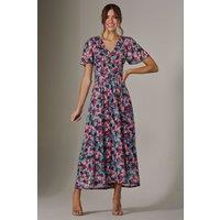 Jolie Moi Women's Gracelyn Wrap Front Mesh Maxi Dress in Teal | Size: 12