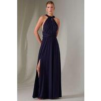 Jolie Moi Women's Halter Neck Maxi Bridesmaid Dress in Navy | Size: 16
