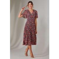 Jolie Moi Women's Chiffon Pleated Wrap Midaxi Dress in Light Pink | Size: 12