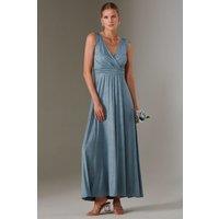 Jolie Moi Women's Ella Wrap Bodice Jersey Maxi Dress in Blue | Size: 8