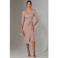 Jolie Moi Women's Metallic Wrap Bodycon Dress in Pink | Size: 12