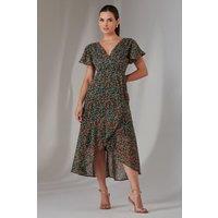 Jolie Moi Women's Petite High Low Midaxi Dress in Black | Size: 12