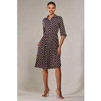 Jolie Moi Women's Sleeve Button Up Midi Dress in Navy | Size: 10