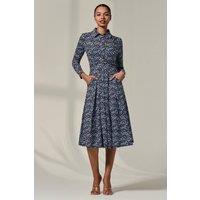 Jolie Moi Women's Long Sleeve Button Up Midi Dress in Navy | Size: 12