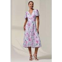 Jolie Moi Women's Petite Mesh Short Sleeve Wrap Midaxi Dre in Light Pink | Size: 12