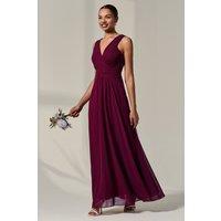 Jolie Moi Women's Cora Sleeveless Chiffon Maxi Dress in Burgundy | Size: 20
