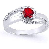 Jewelco London Women's Silver Red CZ Whirlpool Tornado Solitaire Engagement Ring | Size: N