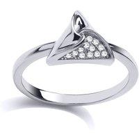 Jewelco London Women's Silver CZ Triangle Hamantaschen Dress Ring | Size: R
