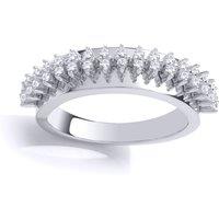Jewelco London Women's Silver CZ Spinal Cord Style 2 Row Eternity Ring | Size: Large