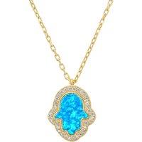 Latelita Women's Hamsa Opalite Turquoise Blue Necklace Gold
