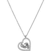 Latelita Women's Heart Mum Pendant Necklace Silver in White