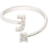 Latelita Women's Initial Ring Silver J in White
