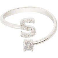 Latelita Women's Initial Ring Silver S in White