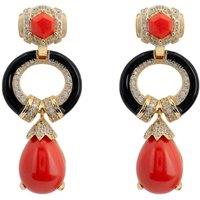 Latelita Women's Clara Bow Coral & Enamel Drop Earrings Gold in Orange