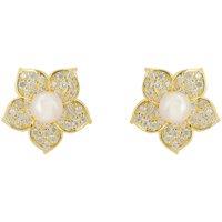 Latelita Women's Forget Me Not Pearl Stud Earrings Gold in White