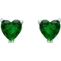 Latelita Women's Asscher Cut Heart Stud Earrings Silver Emerald in Green