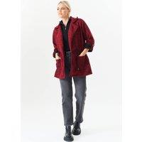 Gini London Women's Burgundy Adjustable Waist Roll Up Sleeves Jacket | Size: S/M